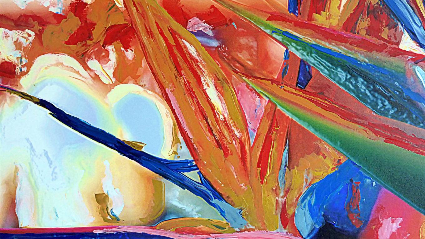 Hybrid-Kunst Fotografie, Grafikdesign und Acrylfarbe in Spachteltechnik