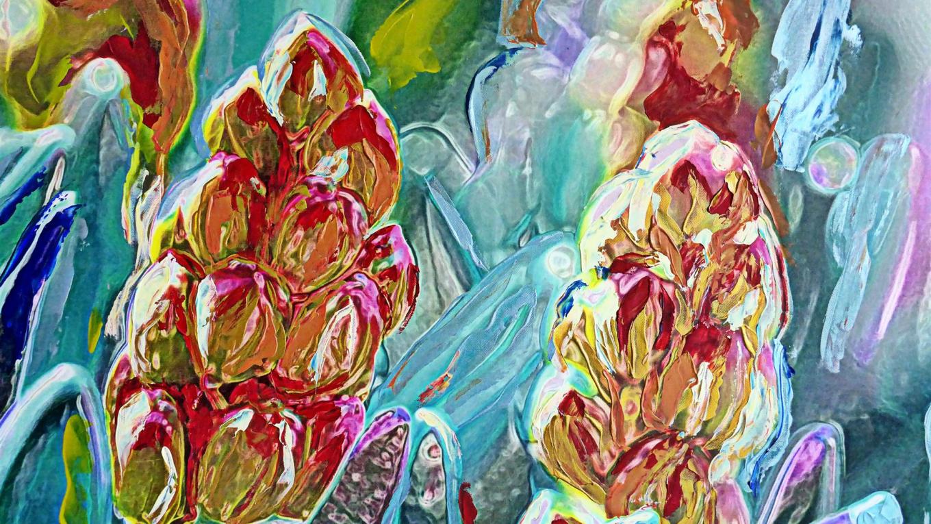 Hybrid-Kunst Fotografie, Grafikdesign und Acrylfarbe in Spachteltechnik